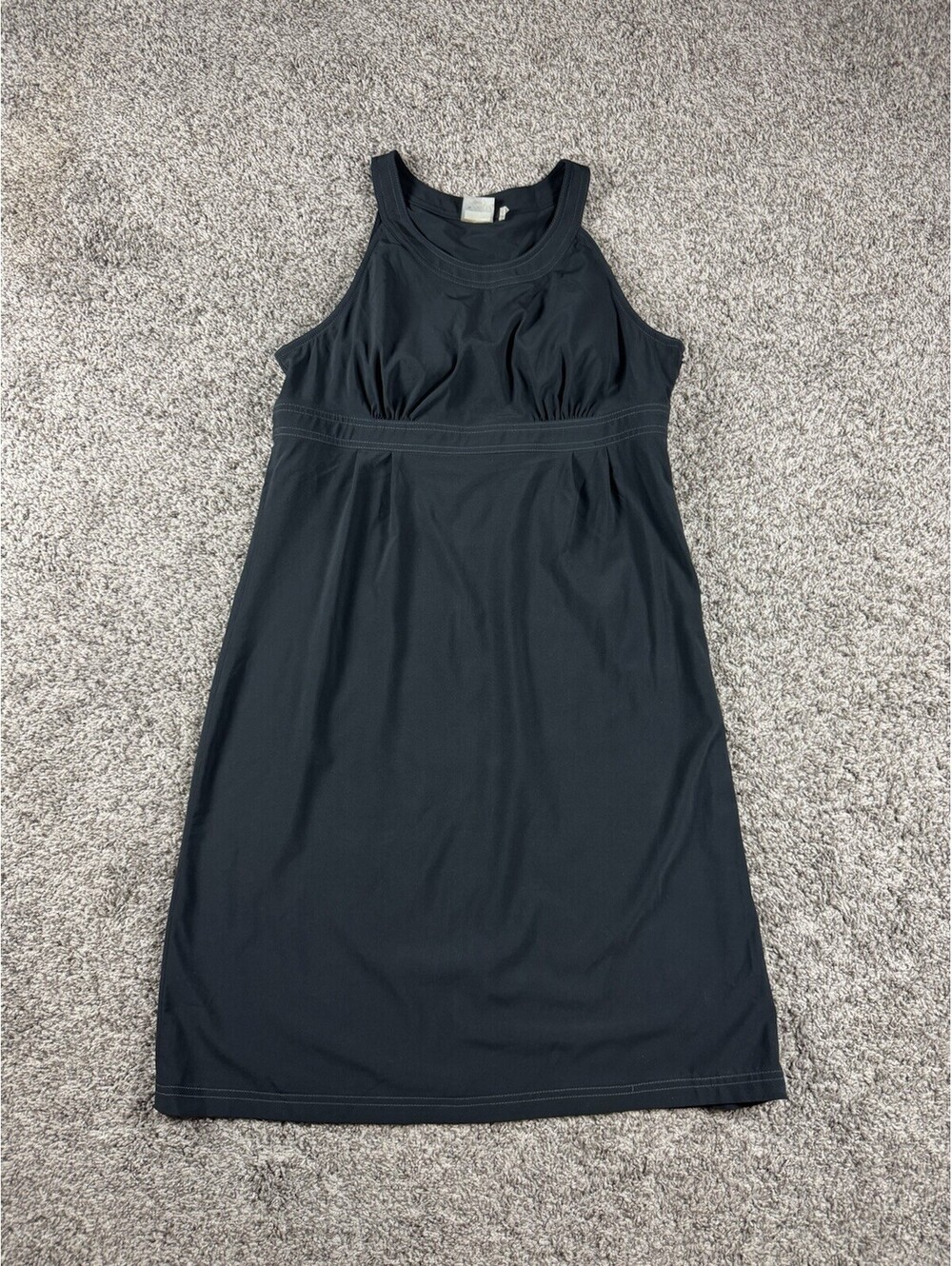Athleta Activewear Racerback Tank Dress Blk Sz14 Built in Bra Tennis Pickleball